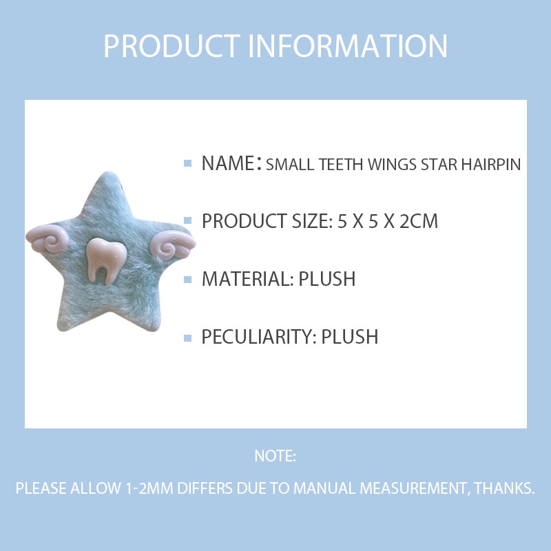 สไตล์ฮาราจูกุ Angel Wings Hair Clip Plush 5 ดาว Headwear น่ารักฟันกิ๊บ-Krismile.th