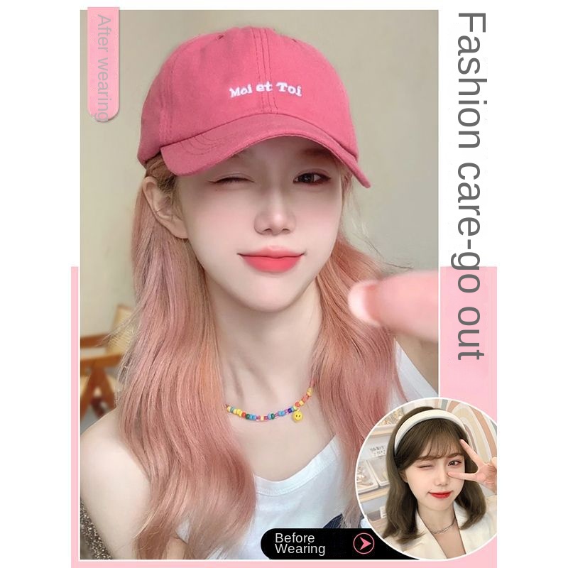 หมวกวิกผมยาวหยิก ดูเป็นธรรมชาติ สไตล์เกาหลี สําหรับผู้หญิง