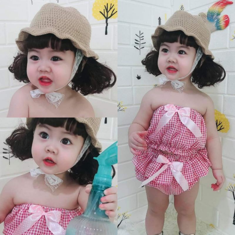 หมวกวิกผมเด็ก ทรงมัดแกะปลายผมฟู