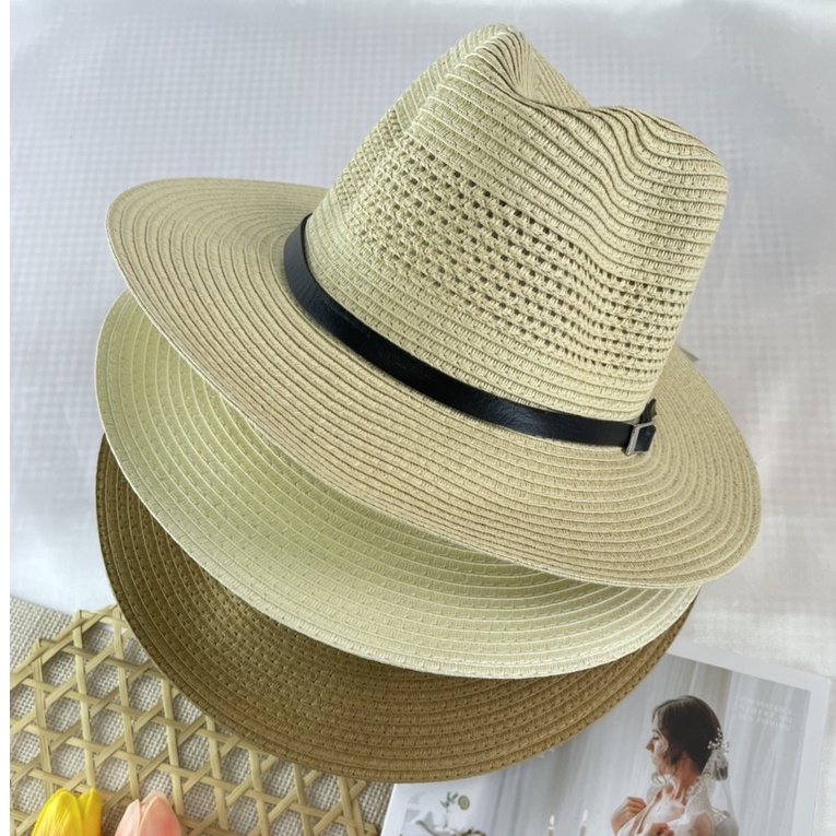 หมวกสาน หมวกปีกกว้างทรงปานามา พร้อมส่งจากไทย [B018]