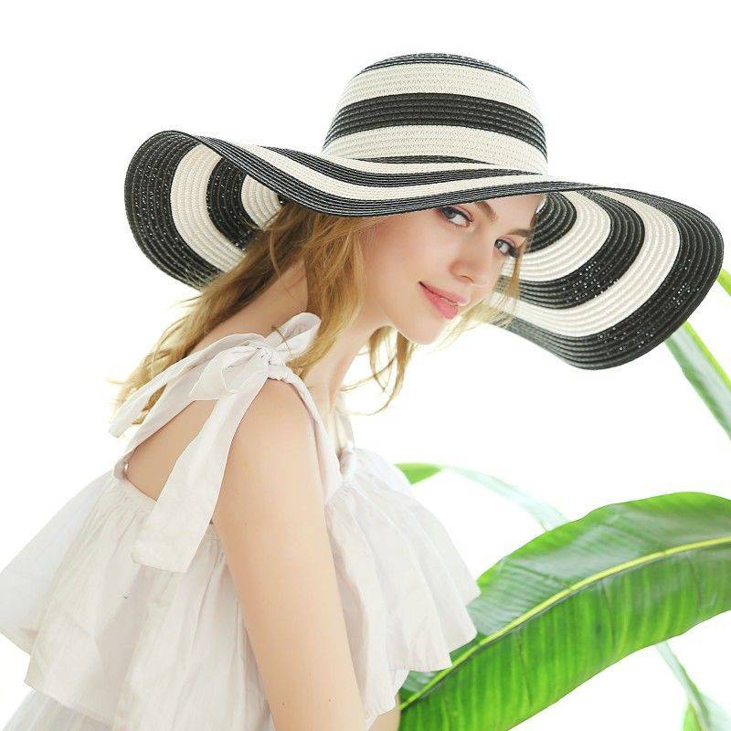 หมวกสานปีกกว้าง ใส่กันแดด   สินค้าพร้อมส่ง C022
