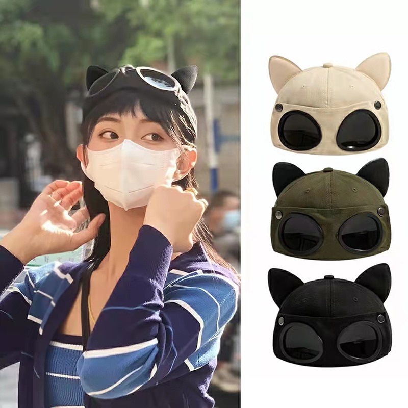 หมวกเบสบอล กันการสึกหรอ ลายหูแมวน่ารัก สไตล์เกาหลี ฮิปฮอป สําหรับผู้หญิง และผู้ชาย MM001
