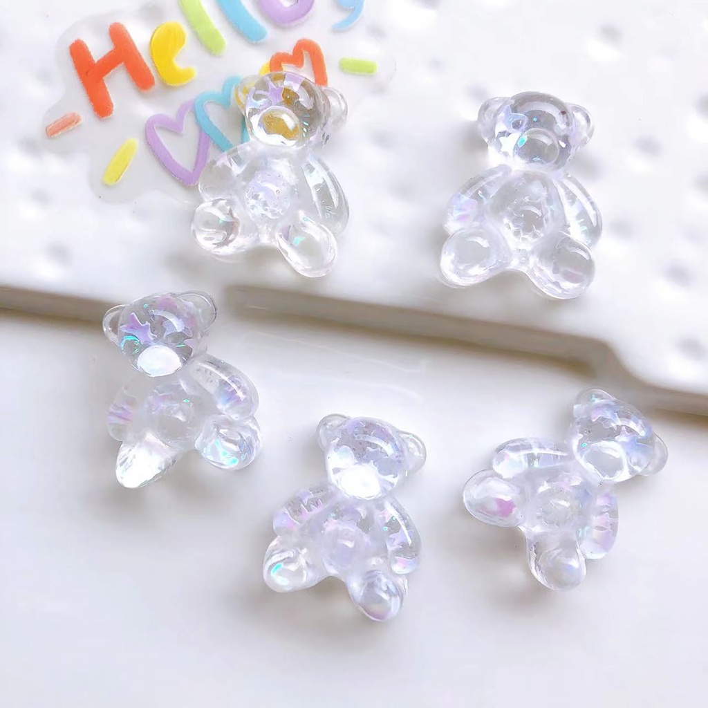 อุปกรณ์เสริม จี้รูปหมี ขนาดใหญ่ สีโปร่งใส สําหรับตกแต่งรองเท้า croc jibitz Diy