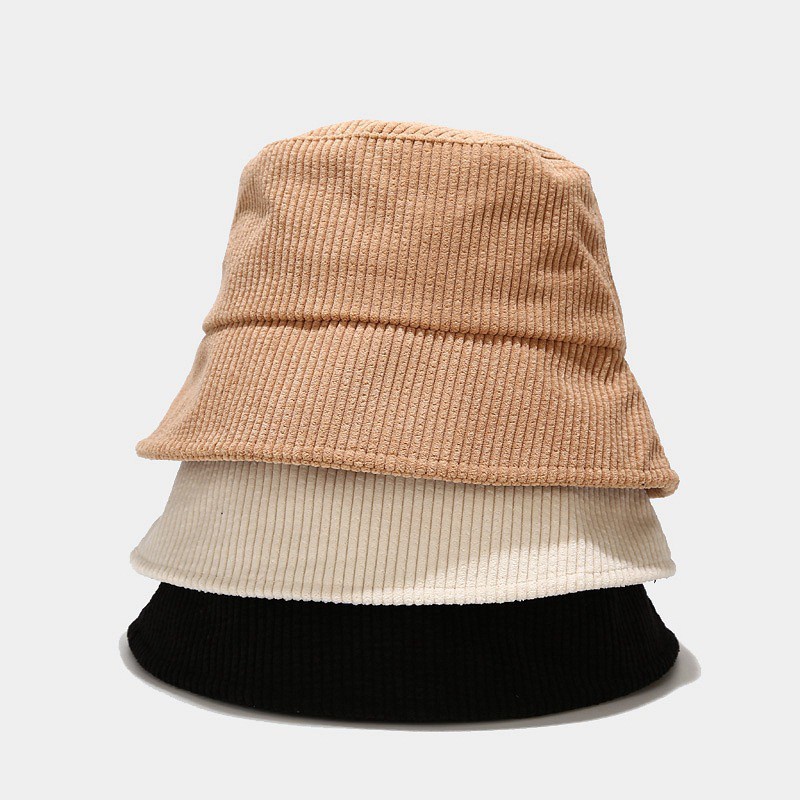เกรดพรีเมี่ยม หมวก Bucket hat มินิมอล ผ้าลูกฟูกสไตล์เกาหลี H014