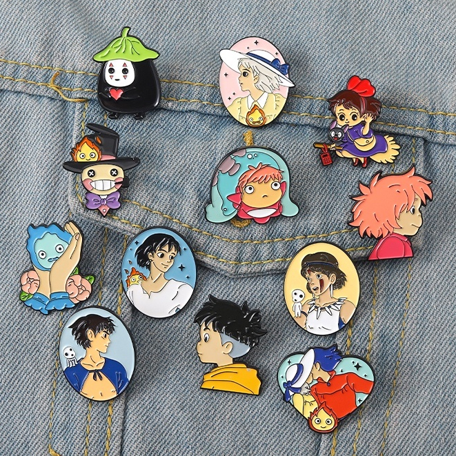 เข็มกลัด รูปการ์ตูนอนิเมะ Spirited Away Ponyo Howl Sofia Ghibli Miyazaki Hayao เหมาะกับของขวัญ สําหรับเด็ก และเพื่อน