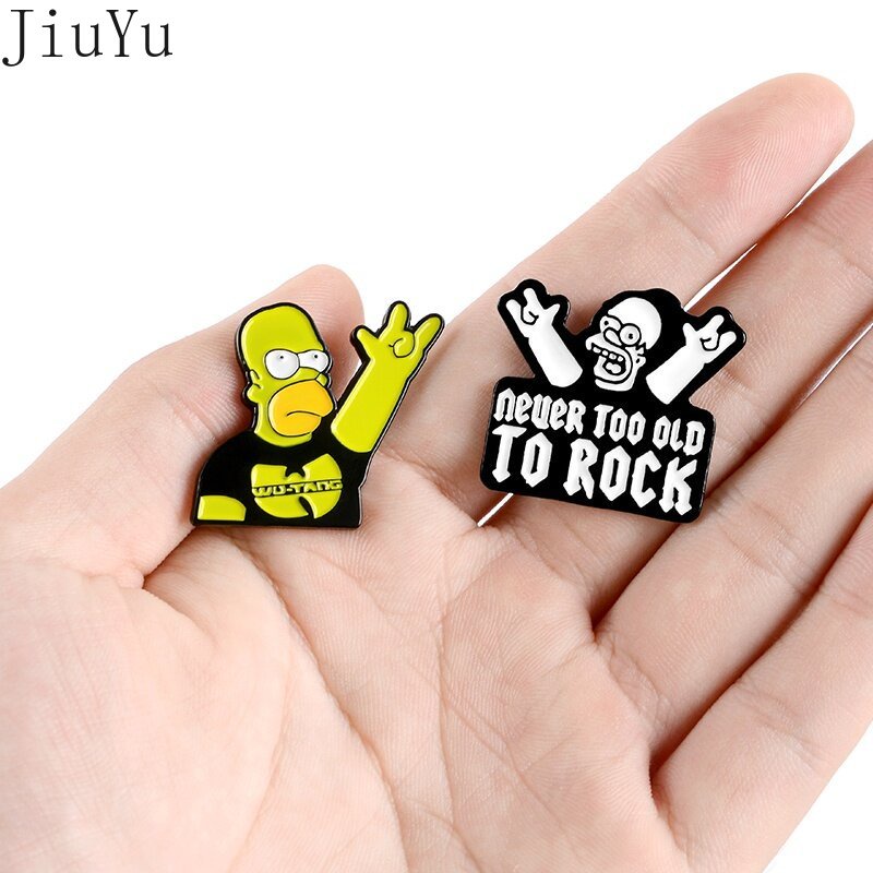 เข็มกลัด รูปโลโก้ร็อค The Simpsons WU-TANG สีดํา เครื่องประดับ สําหรับของขวัญ