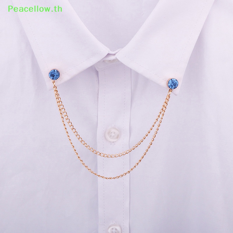 เข็มกลัดโซ่ ประดับพลอยเทียม สีเหลือง สําหรับตกแต่งเสื้อสูท เสื้อ