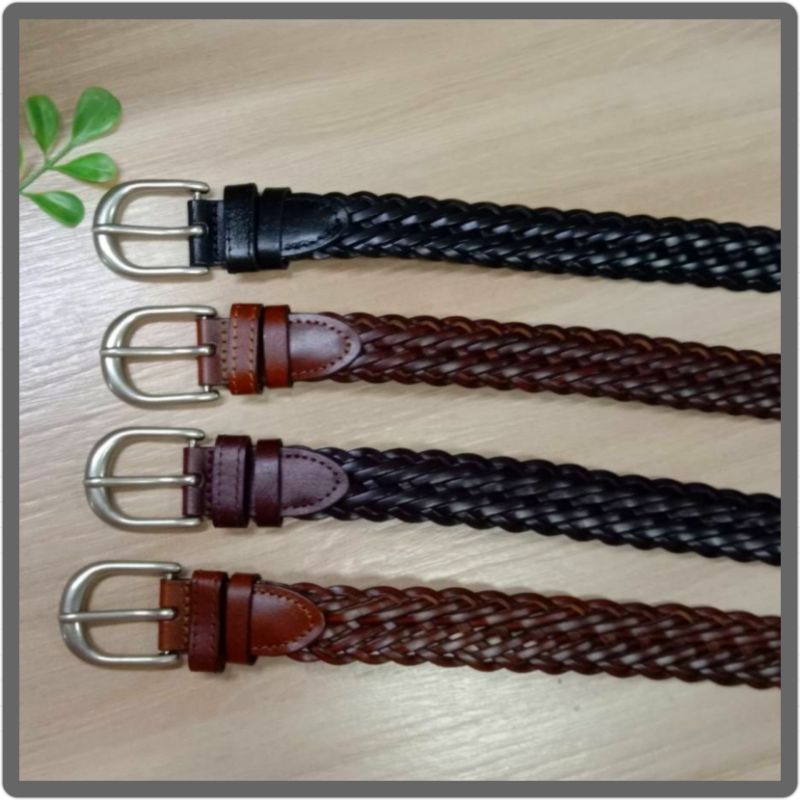 เข็มขัดหนังสานผู้ชาย​ เป็นหนังแท้​ ใส่ทน​ใส่ง่ายได้ตามขนาดเอว​ ความกว้าง​1นิ้ว