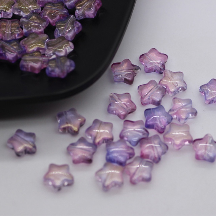 เครื่องประดับ ต่างหู ลูกปัดแก้ว รูปดาวห้าแฉก ขนาดเล็ก สวยหรู Diy 8 มม.