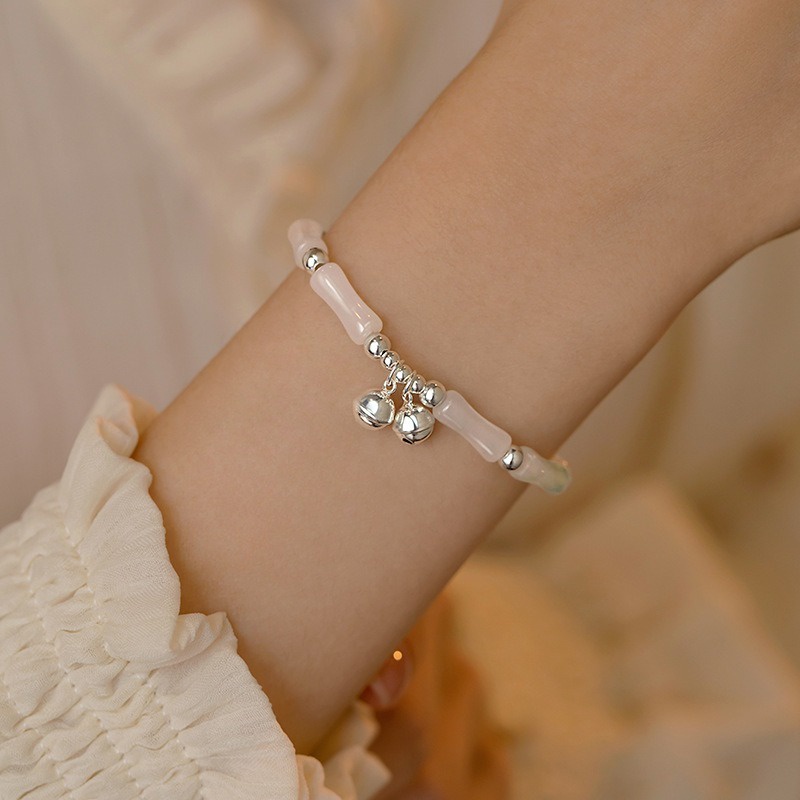 เครื่องประดับ สร้อยข้อมือ ประดับลูกปัดหยกเทียม แบบเรียบง่าย สไตล์จีน สําหรับผู้หญิง
