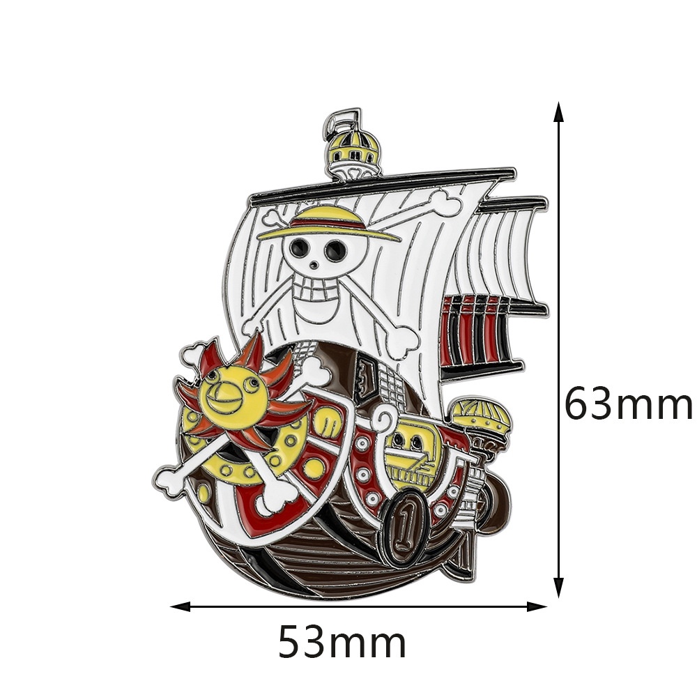 เครื่องประดับ เข็มกลัด ลายการ์ตูนอนิเมะ One Piece Luffy Lapel Pins Thousand Sunny Ship สําหรับเพื่อน