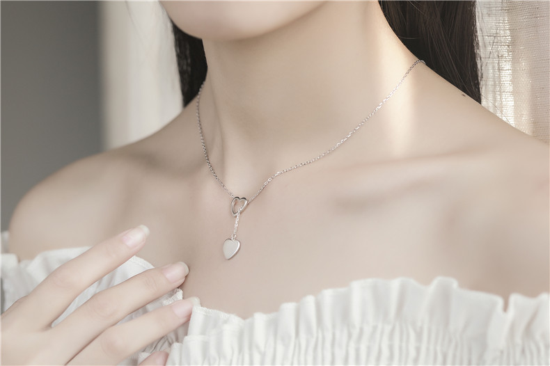 เครื่องประดับแฟชั่นสตรีสร้อยคอโซ่จี้หัวใจแบบปรับได้