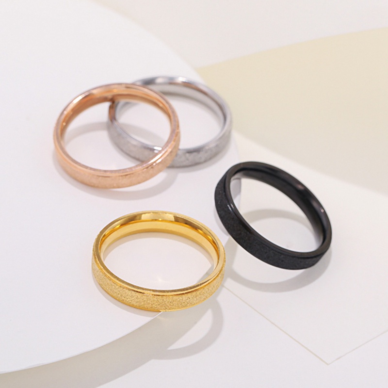 เครื่องประดับแหวนสแตนเลสสีทองสีเงินสไตล์เกาหลี Unisex #5040 2มม.