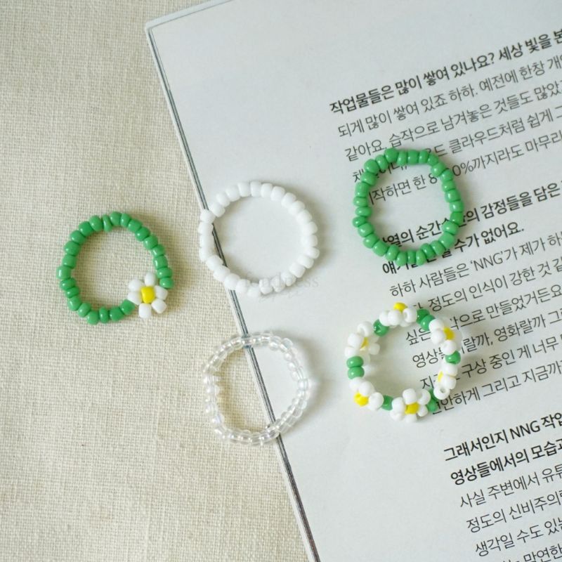 เซตแหวน 5 วง เดซี่ Daisy ธีมสีเขียวสุดน่ารัก สไตล์เกาหลี [Fondness store]