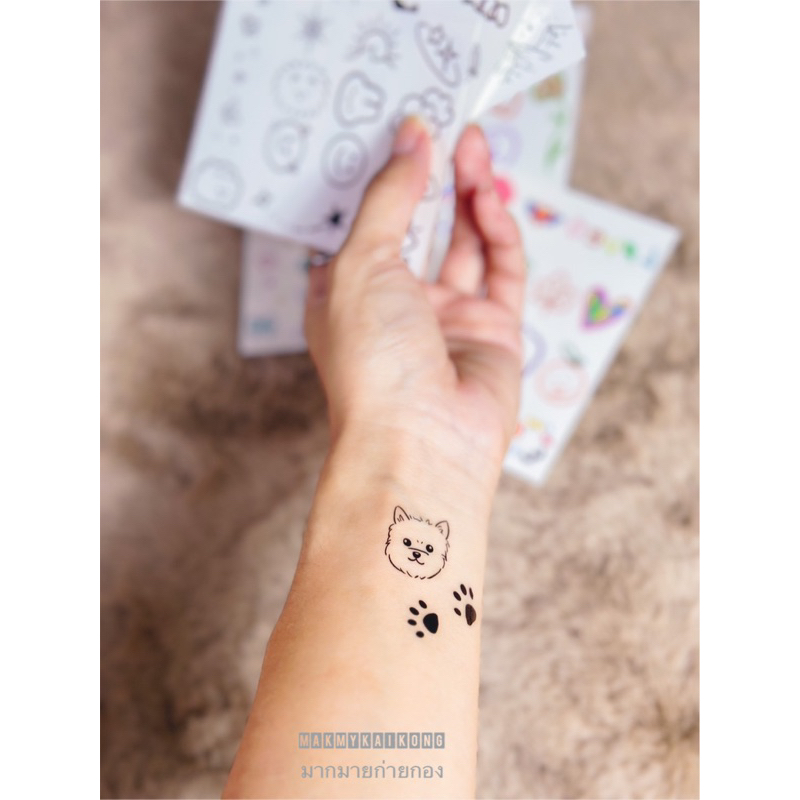 แทททู *พร้อมส่ง * Tattoo แทกทูรอยสักกันน้ำ สีสันสดใส แบ่งตัดได้ มินิมอล ติดแน่น ทนนาน ชั่วคราว