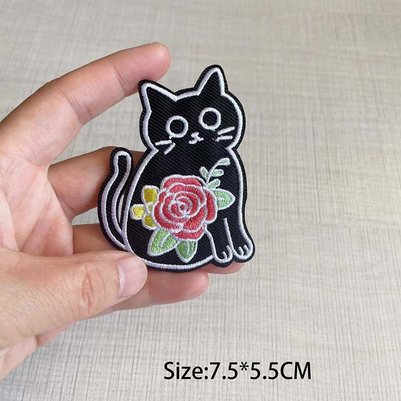 แผ่นแพทช์รีดร้อน ลายการ์ตูนโครงกระดูก แมว สําหรับเย็บปักถักร้อย DIY