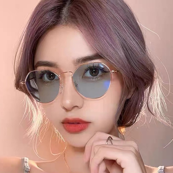แว่นตากันแดด กรอบโลหะ ป้องกันรังสียูวี ป้องกันรังสียูวี สําหรับผู้หญิง และผู้ชาย