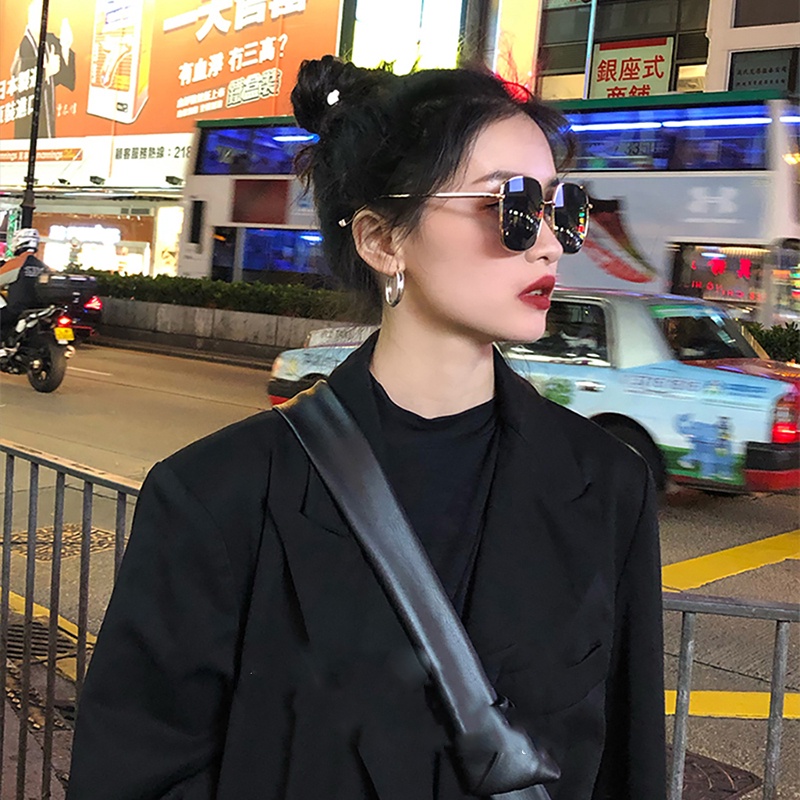แว่นตากันแดด ทรงสี่เหลี่ยม แฟชั่นเกาหลี สําหรับผู้หญิง
