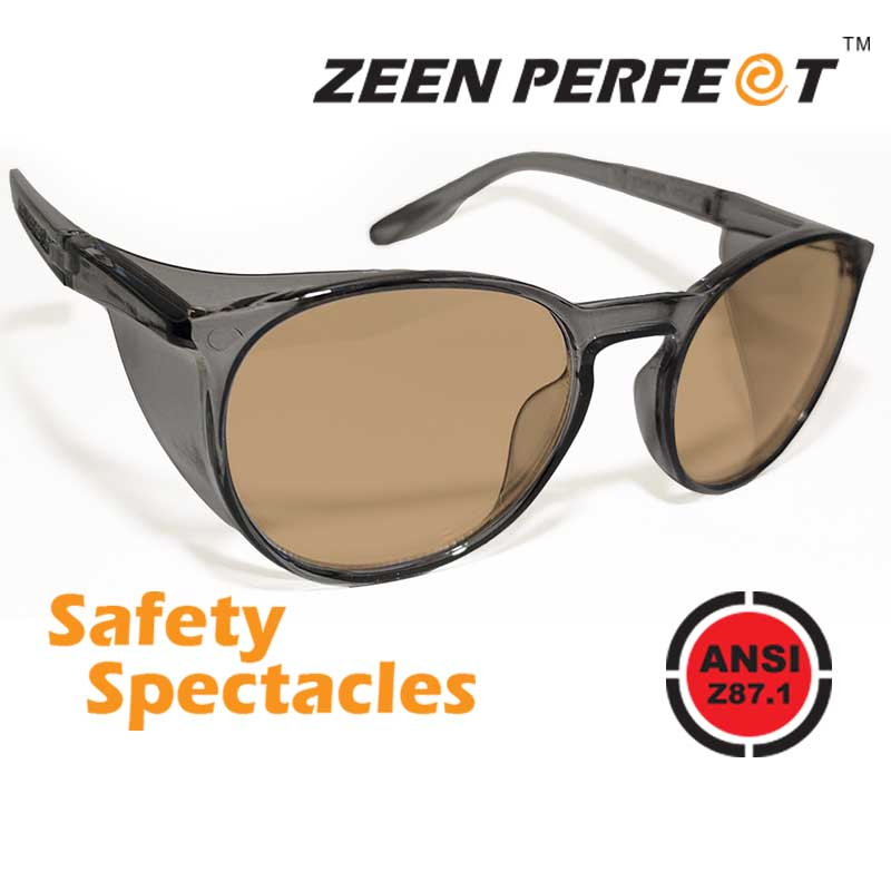แว่นตาเซฟตี้ป้องกันด้านบน-ข้าง ถอดเปลี่ยนเลนส์สายตาได้ มาตรฐาน ANSI Z87.1 Safety-Side Guard ZEEN PERFECT รุ่น DAY SAFE