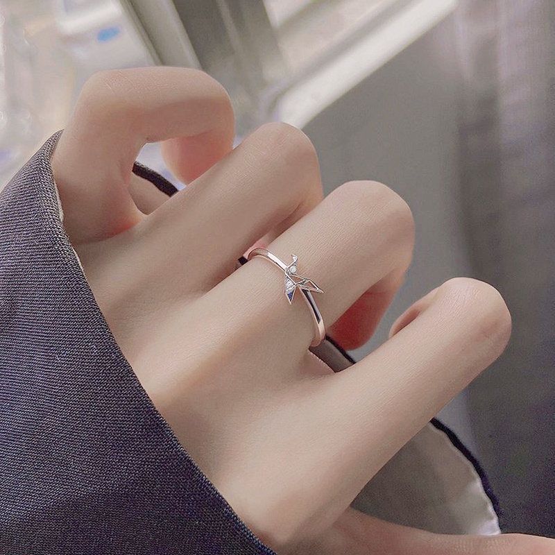 แหวน Elegant Bird Crystal Silver Ring Fashion Thousand Paper Cranes Party Finger Rings for Women Jewelry Gift