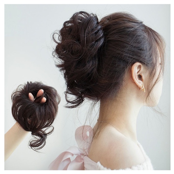แฮร์พีช ดังโงะ ผมลอนยุ่ง วิกผมปลอม แบบยางยืดครอบ พร้อมส่ง(Dungngo-S)