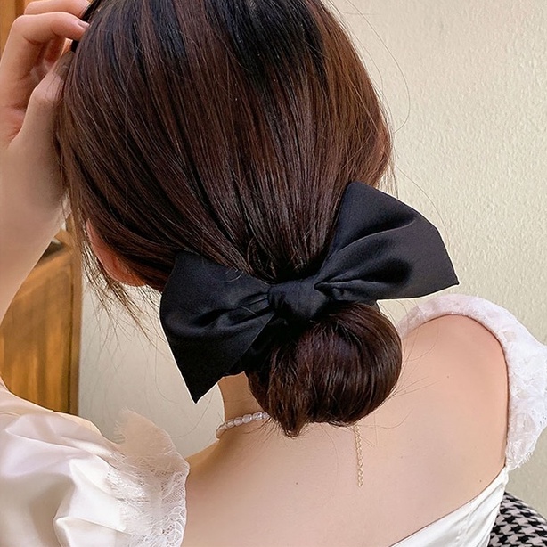 โดนัทโบว์ ขนาด 12cm. โดนัทรัดผมแบบใหม่ สวยเรียบหรู สีคลาสสิก สไตส์เกาหลี ยางรัดผม