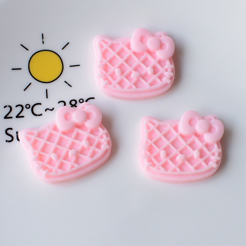 โมเดลเรซิ่น รูปการ์ตูนแมว Hello Kitty 3D สามมิติ แฮนด์เมด DIY สําหรับตกแต่งบิสกิต แพ็กละ 10 ชิ้น
