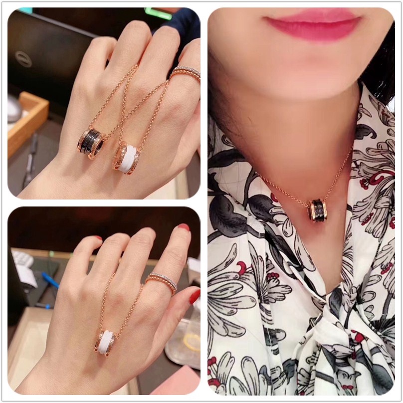 ใหม่ B.zero1 สร้อยคอ พร้อมจี้เซรามิค สีโรสโกลด์ 18 Kt พร้อมจี้ สีดํา 2022