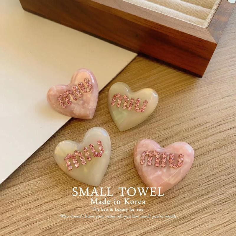 ใหม่ กิ๊บติดผม ประดับมุก พลอยเทียม สีชมพู ลายตัวอักษร หัวใจ หวานแหวว