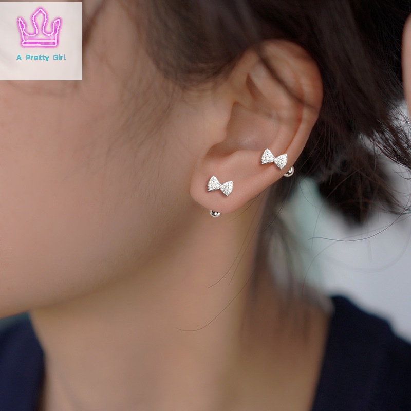 ใหม่ ต่างหูสตั๊ด รูปโบว์น่ารัก ขนาดเล็ก สวยหรู แฟชั่นสําหรับผู้หญิง