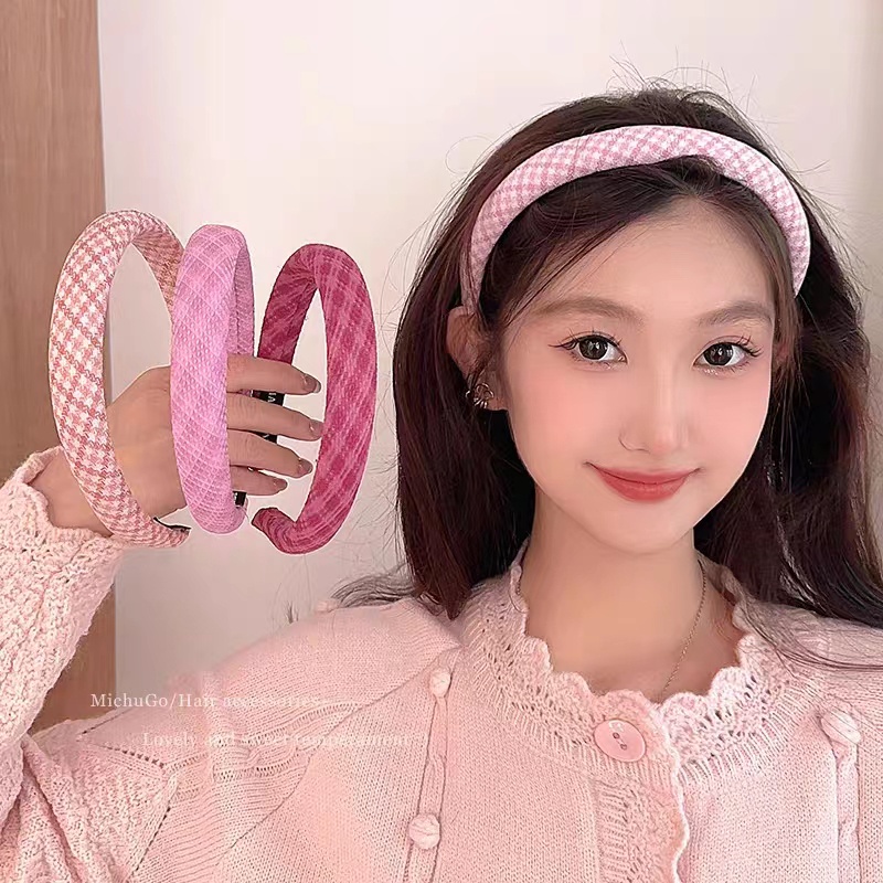 ใหม่ ที่คาดผมฟองน้ํา ลายสก๊อต เรียบง่าย อเนกประสงค์ เครื่องประดับผม สําหรับเด็กผู้หญิง