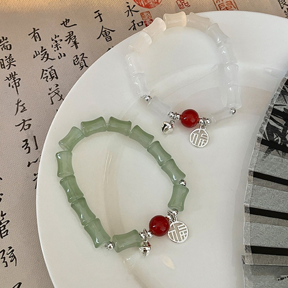 ใหม่ สไตล์จีน ไม้ไผ่ สร้อยข้อมือ หยกเทียม แฟชั่น อารมณ์ กระดิ่ง สร้อยข้อมือ อุปกรณ์เสริม