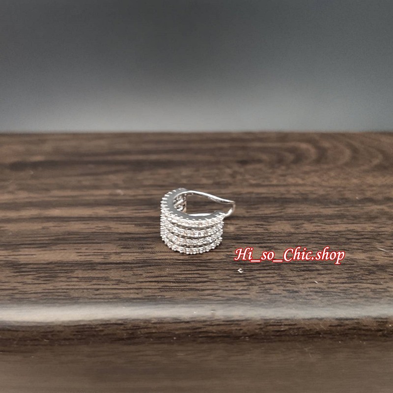(ได้ข้างเดียวค่ะ) ต่างหูเกี่ยวใบหู ear cuff สีเงิน ฝังพลอย CZ สีขาวใส สไตล์ดาราใส่่