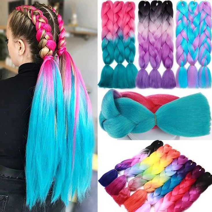 ไหมถักเปียนิ่มๆ แฮร์พีชถักเปียน่ารักๆ 2 และ 3 สีไฮไลท์แบบสวยมาก