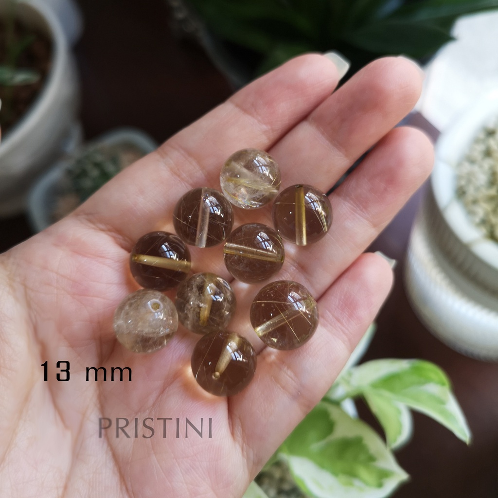 ไหมทอง % ลูกปัดไหมทอง 10-12มิล Rutile Quartzแท้
