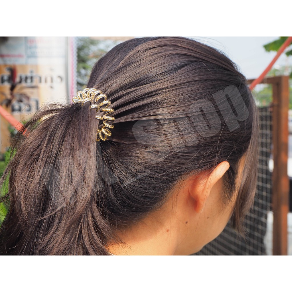 ✅ [ พร้อมส่ง ] ยางรัดผมเกลียว ( เล็ก) ประดับลูกปัด ยางรัดผมเกาหลี