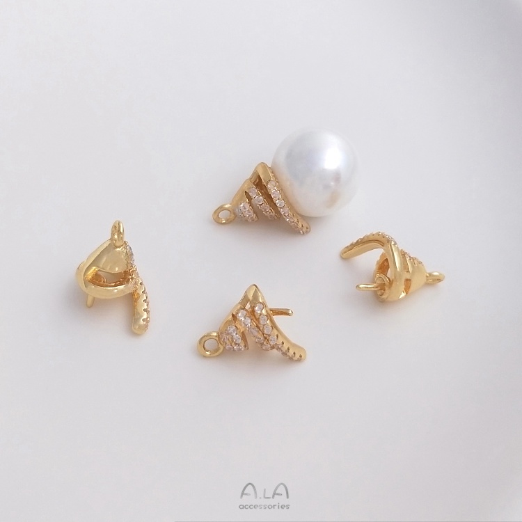 ❤️เครื่องประดับ DIY❤️จี้ไข่มุกคริสตัลชุบทอง 14K สําหรับทําเพทาย【ฝาลูกปัด/ปะเก็น】