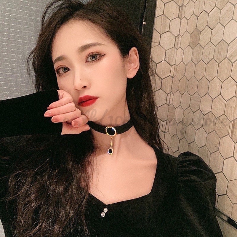 ⭐️CHOKER⭐️โชกเกอร์ชามุดห่วงเพชร สร้อยคอสไตล์โกธิค เครื่องประดับสำหรับผู้หญิง