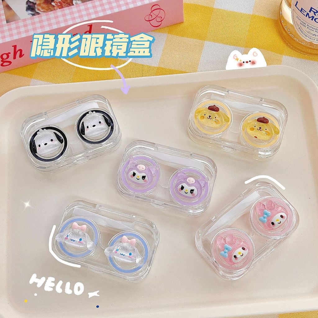 ⭐️กล่องคอนแทคเลนส์ ขนาดเล็ก แบบพกพา ลายการ์ตูน Sanrio แวววาว สําหรับใส่คอนแทคเลนส์【Banlu376】