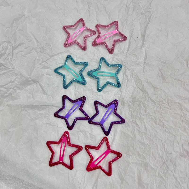 ⭐️พร้อมส่งจากไทย⭐️กิ๊บแป๊ะติดผมรูปดาว5แฉกกลิตเตอร์วิ๊งๆ✨ ขนาด4cm.1คู่ (1ชิ้น/เซท)