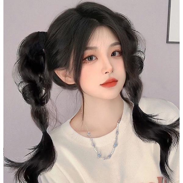【2 ชิ้น】หางม้าถักเปีย แบบเกลียว พร้อมยางรัดผม แบบยืดหยุ่นสูง แฟชั่นสําหรับหางม้า