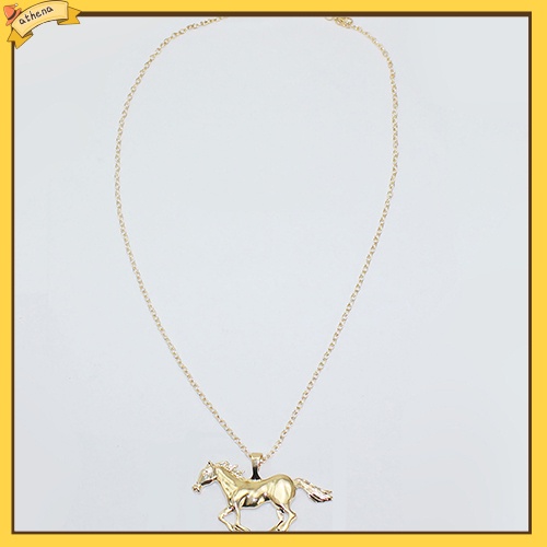 【Athena】เครื่องประดับแฟชั่นสร้อยคอโซ่ยาวจี้ม้าหรูหราสําหรับสตรี