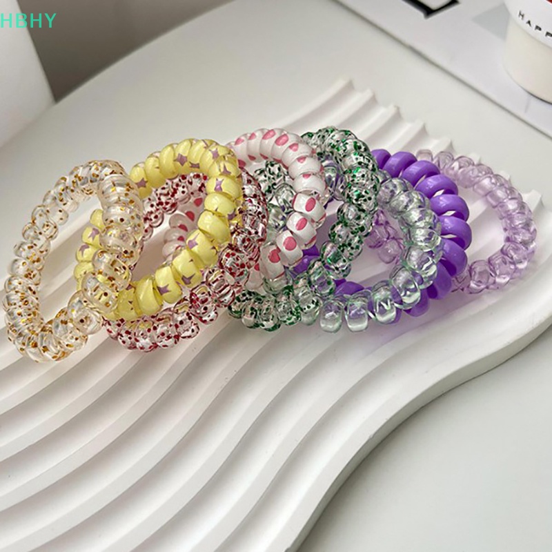 【HB】ใหม่ ยางรัดผม แบบเกลียว สีแคนดี้ สําหรับผู้หญิง 6 ชิ้น ต่อชุด【HY】