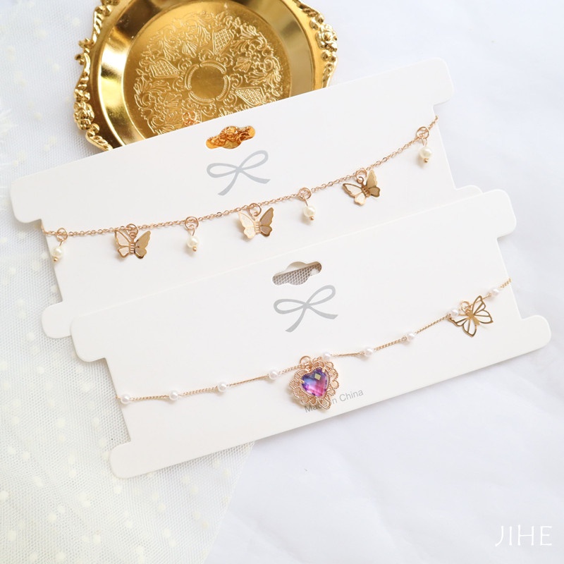 【JIHE】เค้นคอ สร้อยคอโซ่ โช้กเกอร์ ลายผีเสื้อ สไตล์เกาหลี