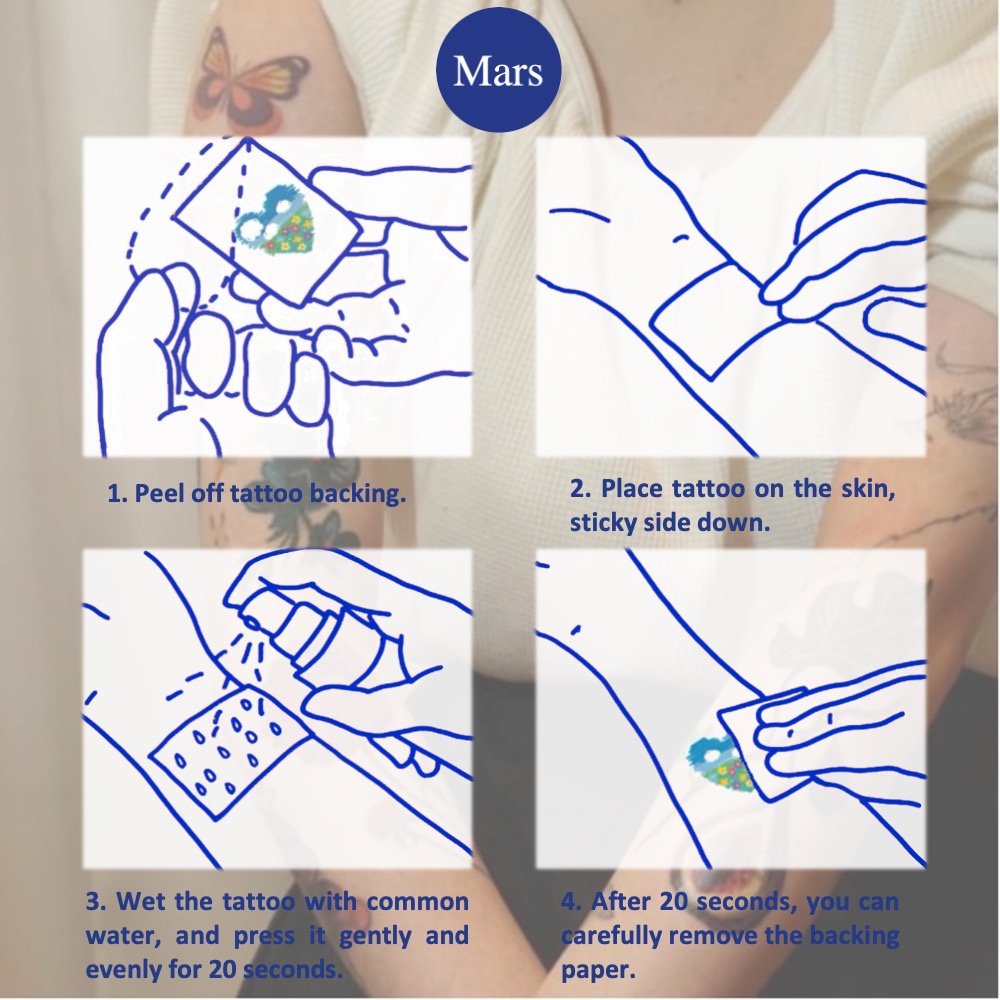 【Mars Tattoo】สติกเกอร์รอยสักชั่วคราว ลายผีเสื้อ ผีเสื้อ ติดทนนาน CX063