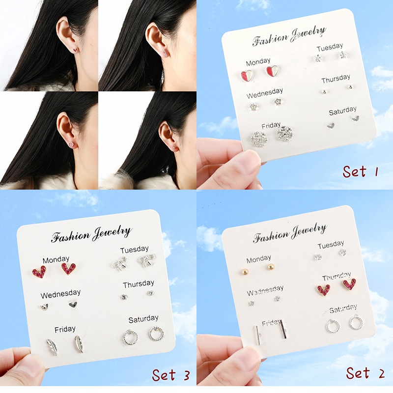 【XINYIA】ต่างหูสตั๊ดแฟชั่น เครื่องประดับผู้หญิง 6คู่