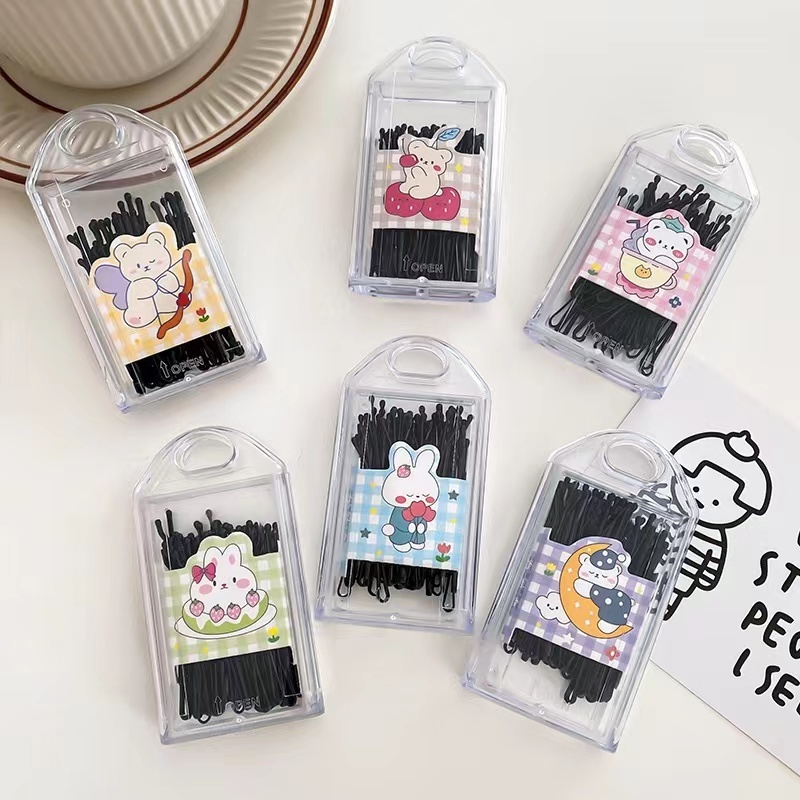 30 กล่อง เกาหลี ใหม่ เมทัลลิก สีดํา กิ๊บติดผม เด็ก ที่เรียบง่าย คงที่ ผมหน้าม้า คลิปด้านข้าง