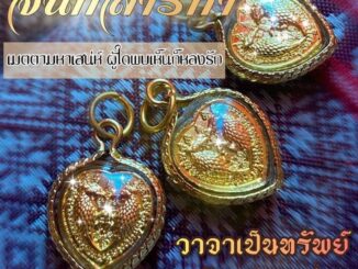 สาลิกาหัวใจเลียมกรอบทองฟรีผ้ายันต์