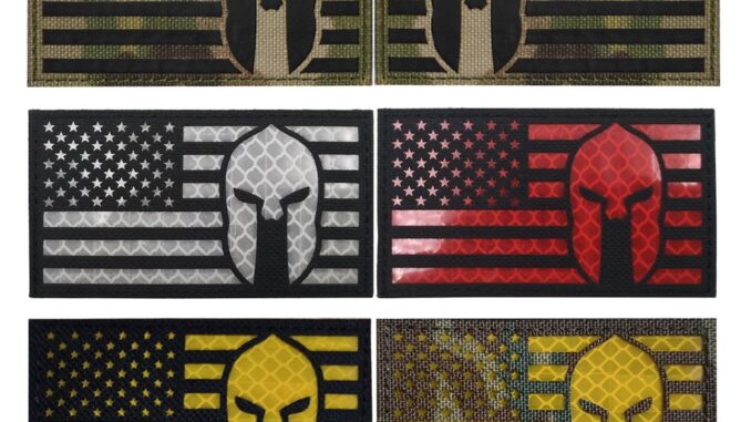 แผ่นป้ายติดหมวกกันน็อค ir usa flag spartan แบบสะท้อนแสงสําหรับติดเสื้อผ้า
