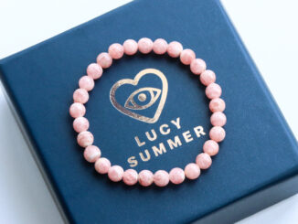 LUCY SUMMER กำไลข้อมือหินแท้  Rhodochrosite 5 mm - โรโดโครไซต์ สีขมพูอ่อนหวาน ขนาด 5 มม (กำไลหินแท้ รับประกันหินแท้)